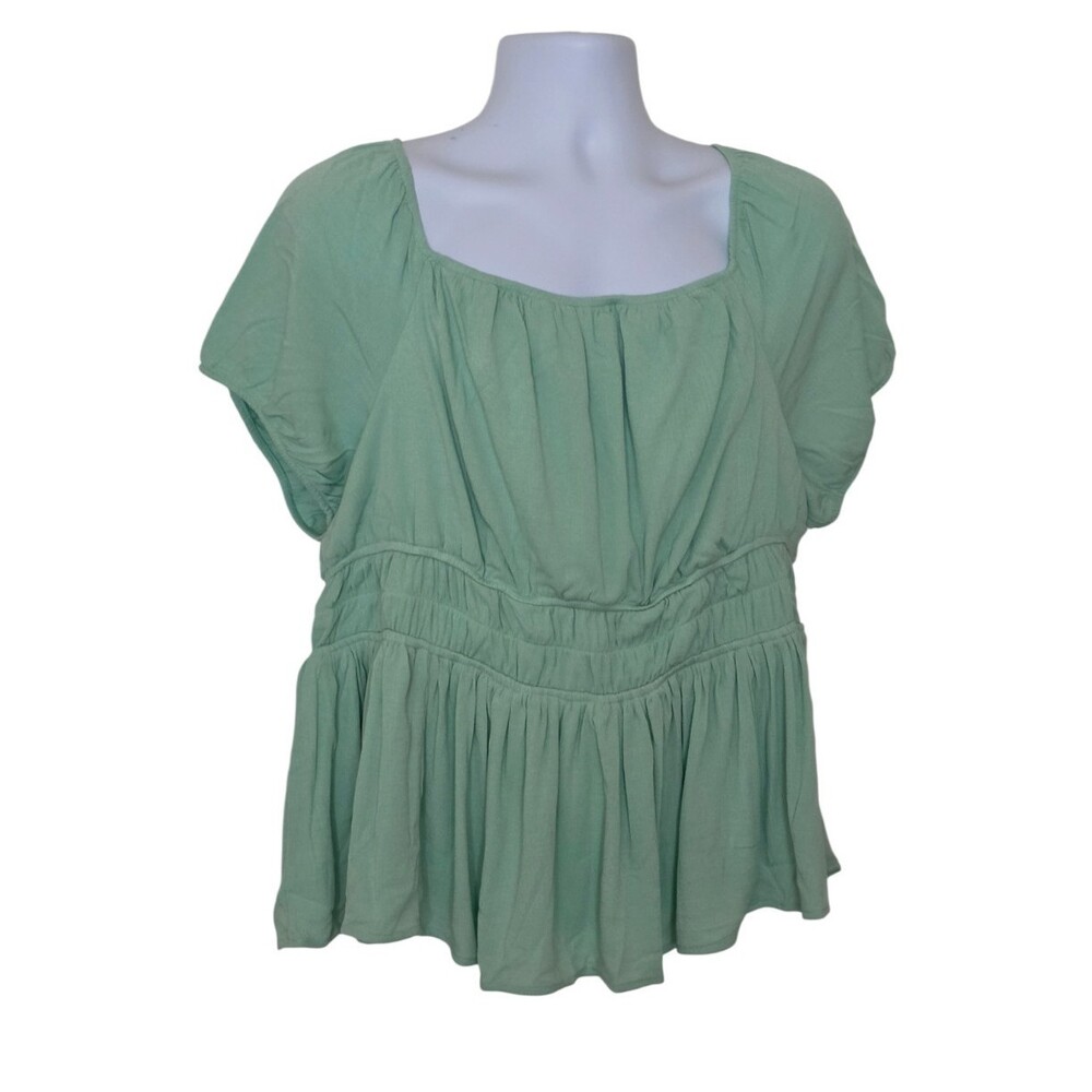 Torrid Crinkle Gauze Criss Cross Back Top Hemlock size 1X/ 14-16 - Picture 4 of 9